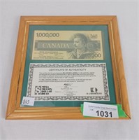 $1,000,000 not legal tender bill and certificate