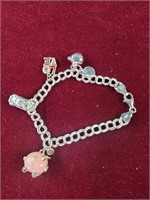 Sterling silver Piggy bracelet. Charms