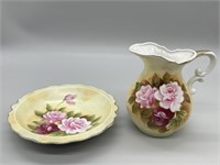 Vintage Chadwick Porcelain Floral Picther and Dish