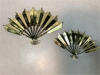 2 Metal Decorative Fans, 13 & 10in Wide