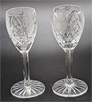 2 Retired Glass American Cut Vega Cordial Glasses