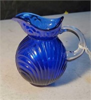 Cobalt blue pitcher approx 4 inches tall