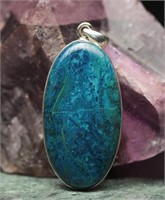 Large Shattuckite & Sterling Oval Pendant 17.2g