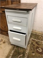 Vintage natural wood top & painted three drawer