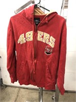 49ers zippered hooded sweatshirt size XL