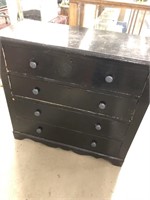 Antique all wood dresser painted black with four