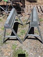 Pair of collapsible metal sawhorses