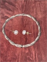 Pearl Earrings & Bangle