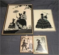 4 silhouette style framed photos