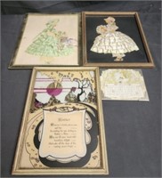 4 vintage picture frames