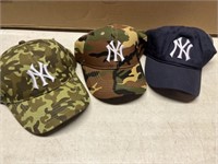 3 NEW YORK YANKEE HATS