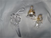 2 Crystal Angel & Chime Ornament / Avon