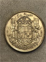 1953 CANADA SILVER ¢50 COIN