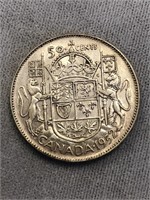 1952 CANADA SILVER ¢50 COIN