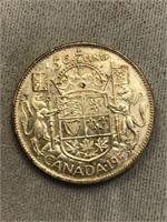 1953 CANADA SILVER ¢50 COIN