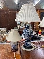 Blue and white ceramic lamps