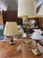 Table lamps; brass