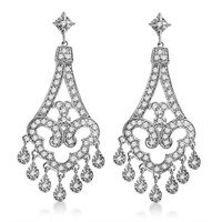 Dangling Chandelier Diamond Earrings 14K White Gol