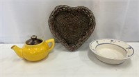 Teapot, Bowl and Small Basket