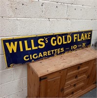 Original Enamel "Wills's" Gold Flake Advertising