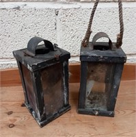 Two Lantern Style Candle Lamps (24cm Tall)