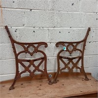 Good Pair of Heavy Cast Iron Antique Garden Seat