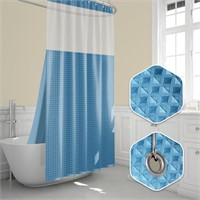 color blue Waffle Weave Shower Curtain