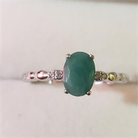 $100 Silver Rhodium Plated Emerald(1ct) Ring