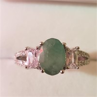 $230 Silver Rhodium Plated Emerald(2.4ct) Ring