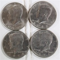 (4) Kennedy Half Dollars