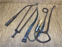 Lot of Anqtique Hooks and Tongs