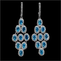 Natural Rare Brazil Blue Apatite Earrings