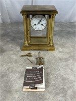 Du Chateau glass and brass mantle clock,