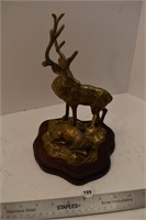 Brass Stag Deer Ornament on wooden base