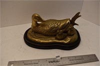 Brass Duck Ornament on wood base