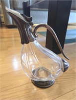 Silver Plate Glass Duck Wine Decanter
