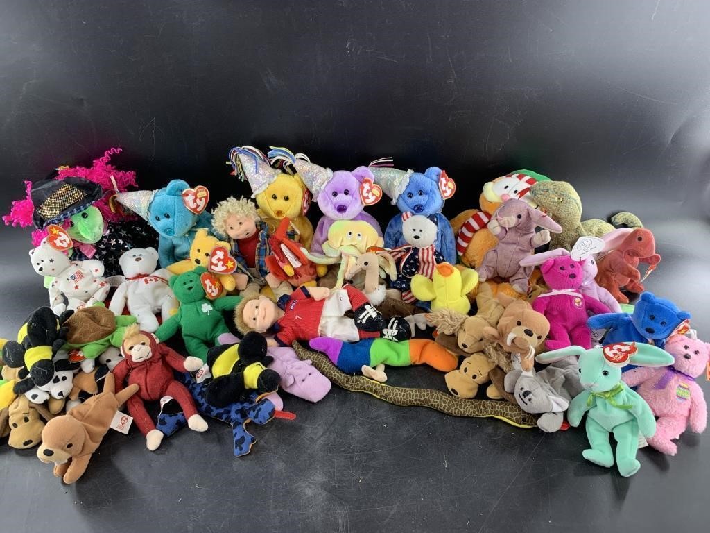 Large lot of misc. Beanie Babies some with tags