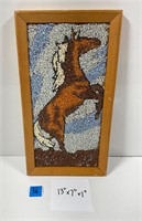 Vtg Crushed Gravel Mosaic Art Horse 13”x7”x1”