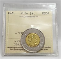 2014 $2 Polar Bear ICCS MS64 Canada