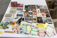 Cassettes, labels, phono needle, 45 record