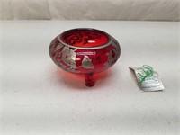 Sterling Silver Overlay Cranberry Bowl