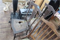 2 RATTAN BOTTOM CHAIRS - NEED REPAIR