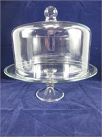 13" GLASS PEDESTAL COVERED CAKE PLATE