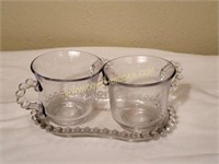 Candlewick Sugar and Creamer Set With Tray