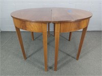 2 Pc Round Wood Dining Table Needs Tlc