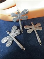 3  x 925 Sterling Dragonfly Clasps stamped