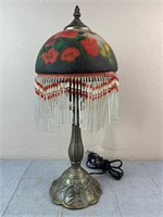 Vintage Floral Beaded Art Deco Lamp
