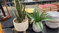 2 FAUX POTTED PLANTS