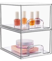 2 Pack Stackable Makeup Organizer Storage Drawers