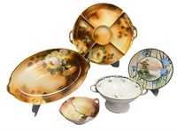 Hand Painted NIPPON Pieces, Acorns, Flowers +